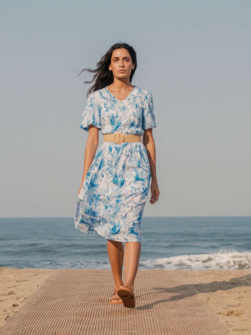 Flared sleeve midi dress shop