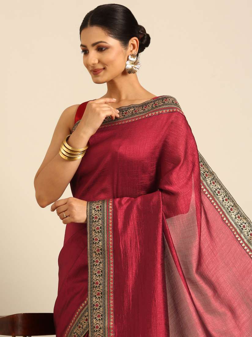 Buy HERE NOW Vichitra Silk Fancy Zari Saree Sarees for Women 28134644 Myntra