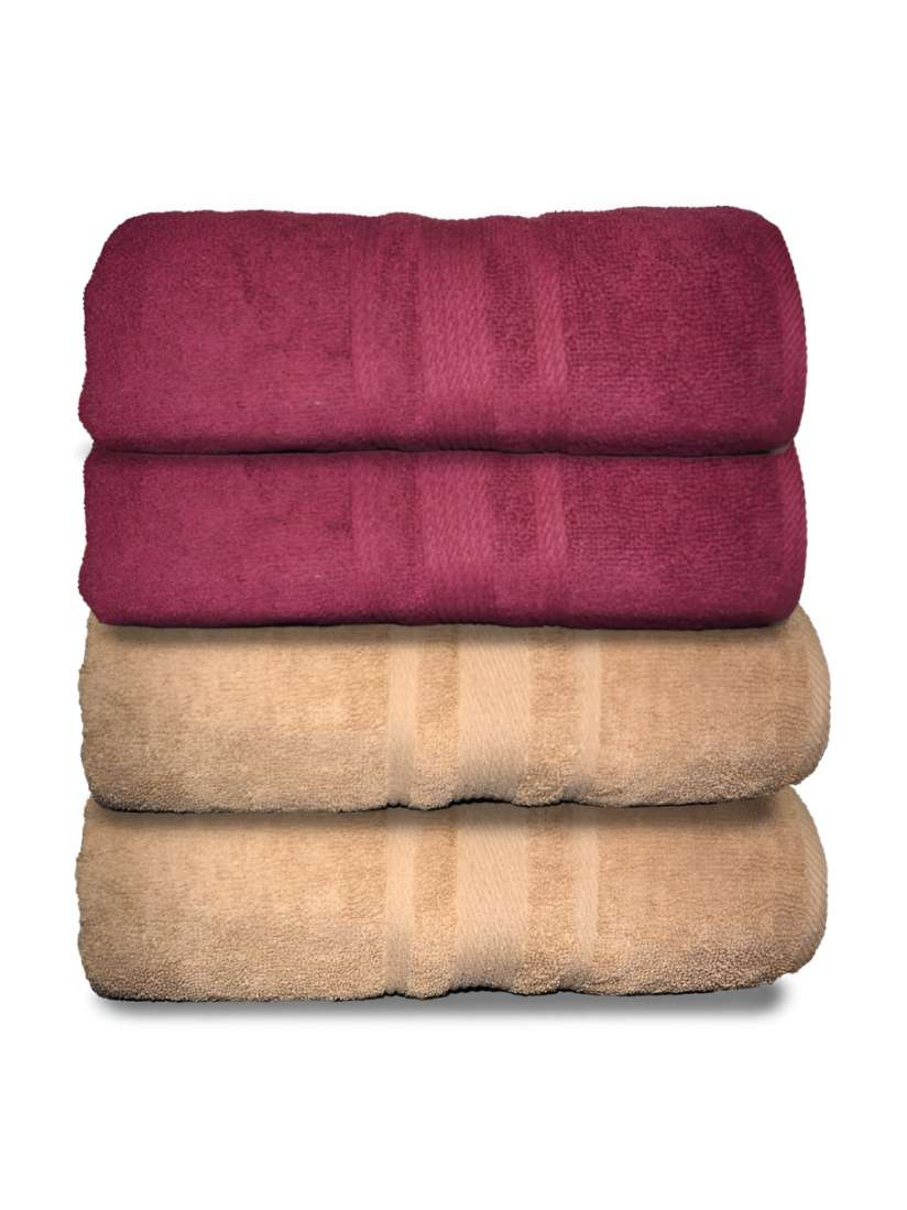 Buy Athom Living Magenta Beige 4 Pieces Cotton 500 GSM Bath Towels Bath Towels for Unisex 28144884 Myntra
