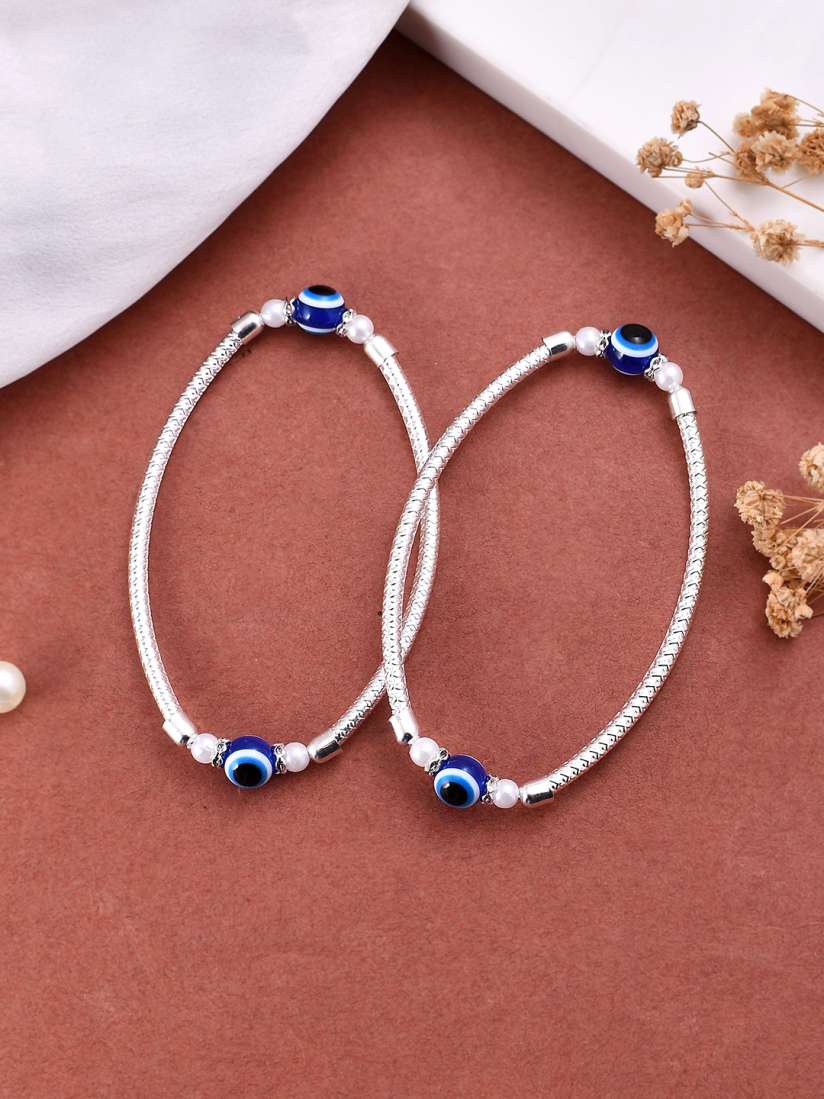 Buy Silvermerc Designs Set Of 2 Silver Plated Pearls Anklets Anklet for Women 28147558 Myntra