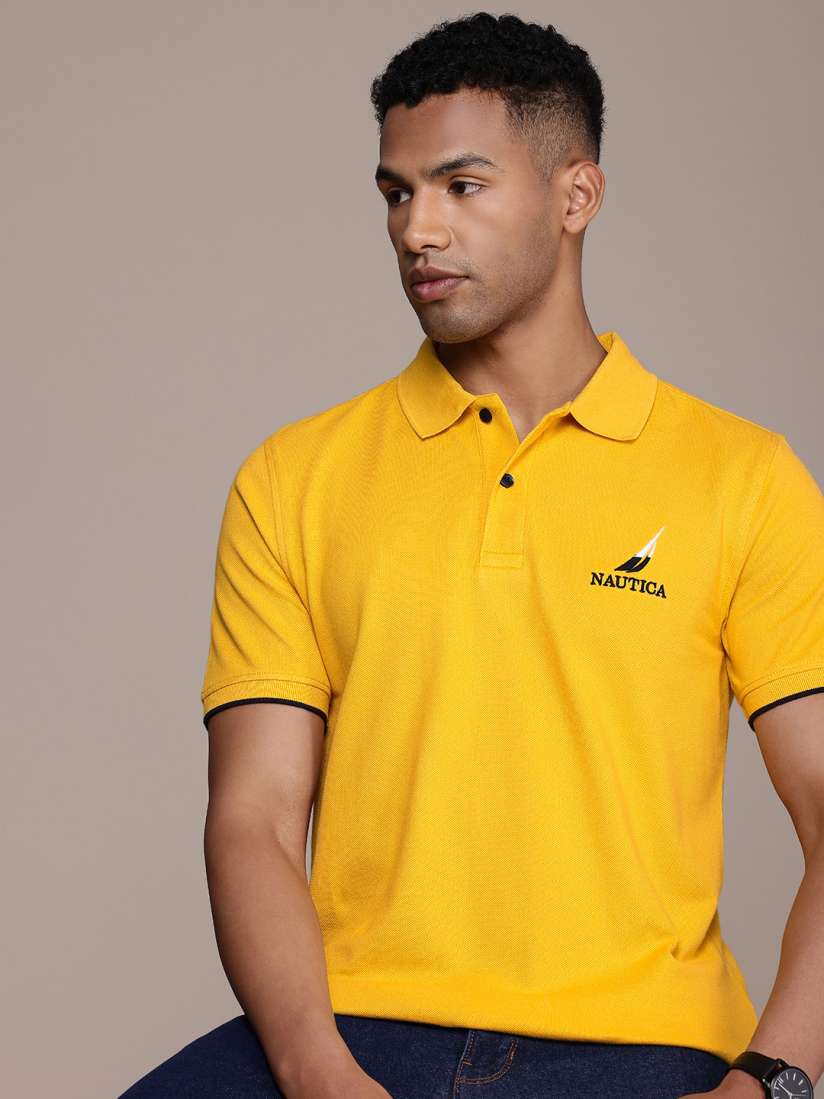Buy Nautica Brand Logo Embroidered Polo Collar Pure Cotton T shirt Tshirts for Men 28157440 Myntra