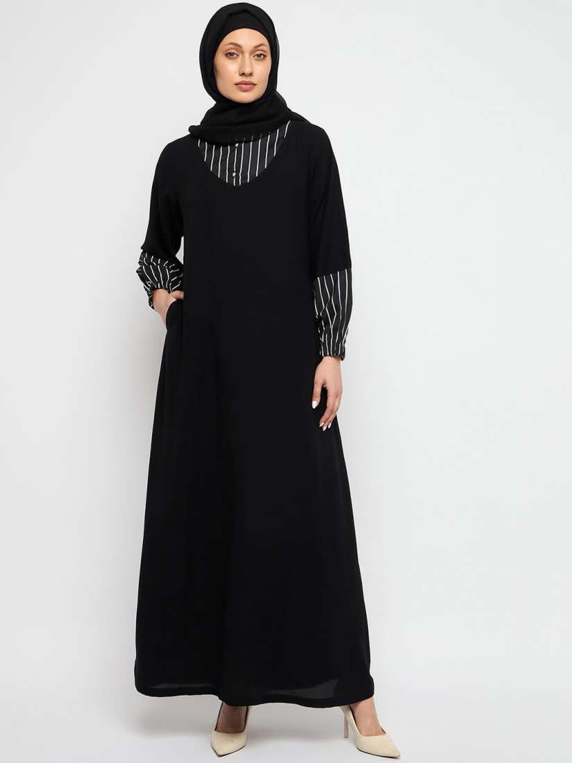 Buy NABIA A line Shirt Collar Abaya Burqas for Women 28162492 Myntra