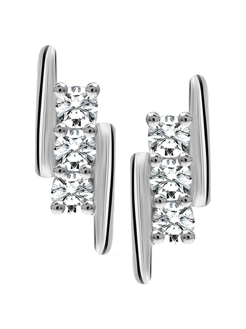 925 Silver Plated Stud Earrings With Cubic Zirconia – Lab-Created, For Women & Men