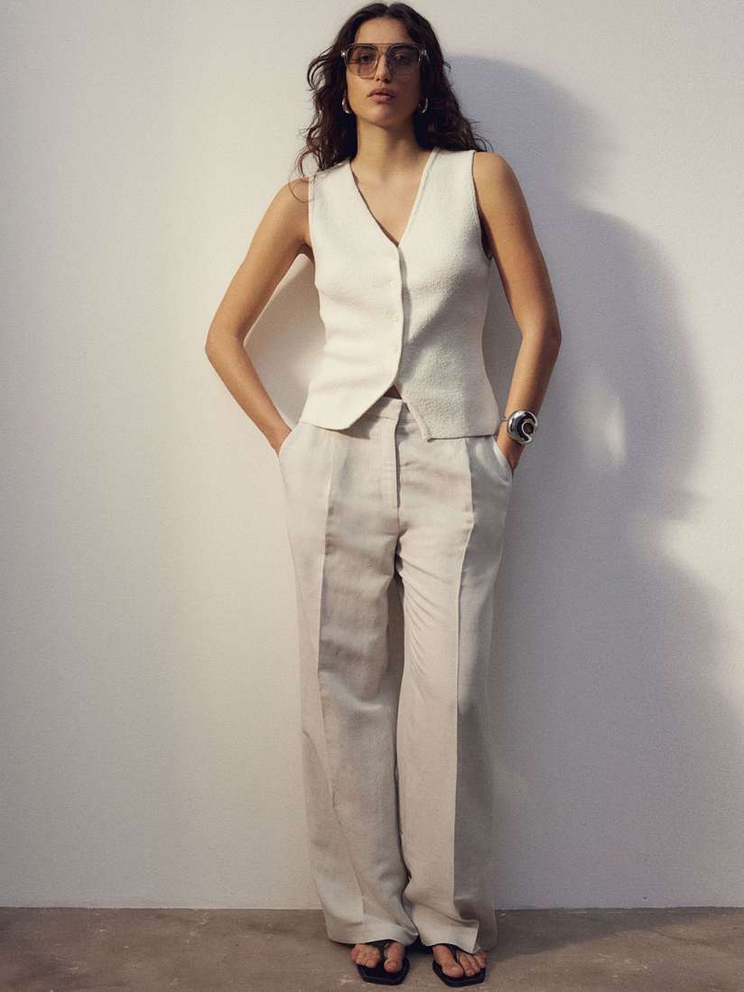 Ladies linen blend trousers hotsell