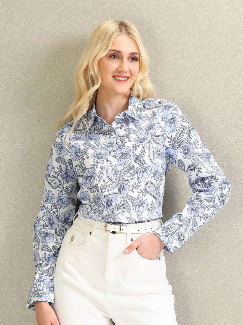 Floral collared shirt womens best sale