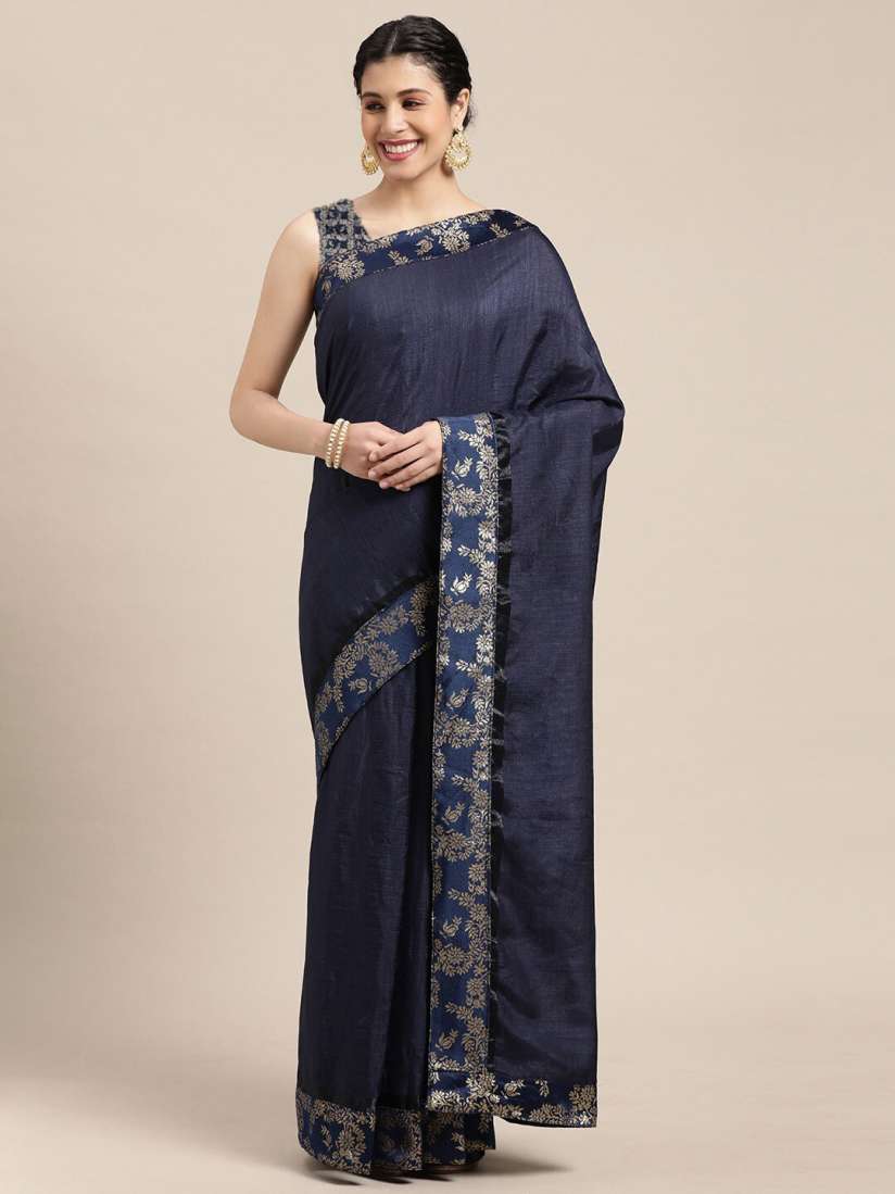 Buy all about you Navy Blue Woven Design Border Saree Sarees for Women 28186972 Myntra