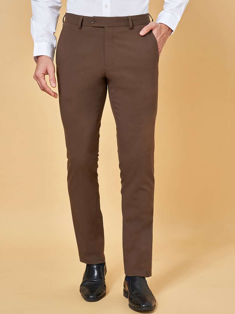 Buy Peregrine by Pantaloons Men Slim Fit Low Rise Formal Trousers Trousers for Men 28195608 Myntra