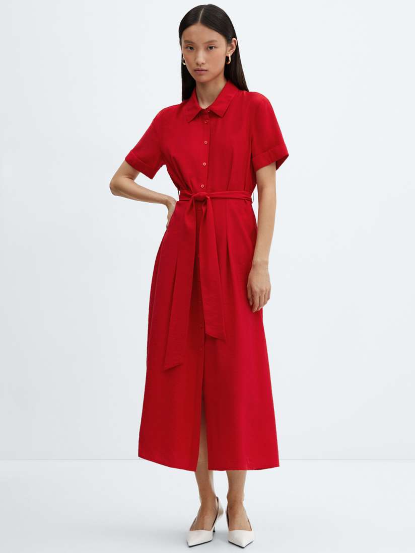 Buy MANGO Shirt Midi Dress With Tie Up Belt Dresses for Women 28197742 Myntra