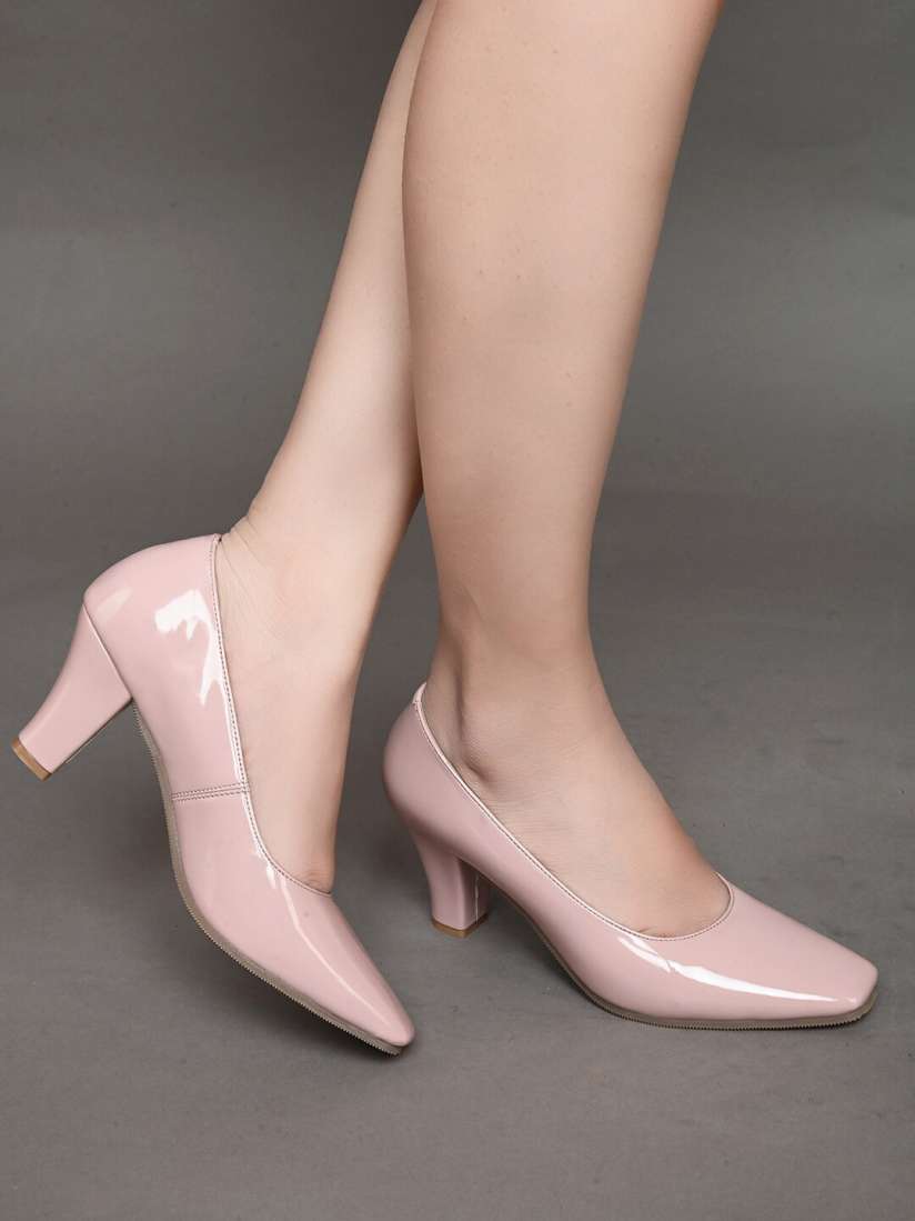 Peach block heel shoes online