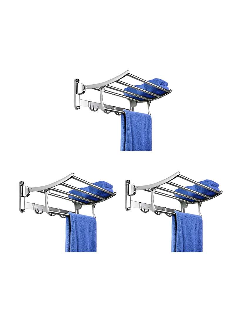 Buy Plantex Silver-Toned 3 Pieces Stainless Steel Towel Holder