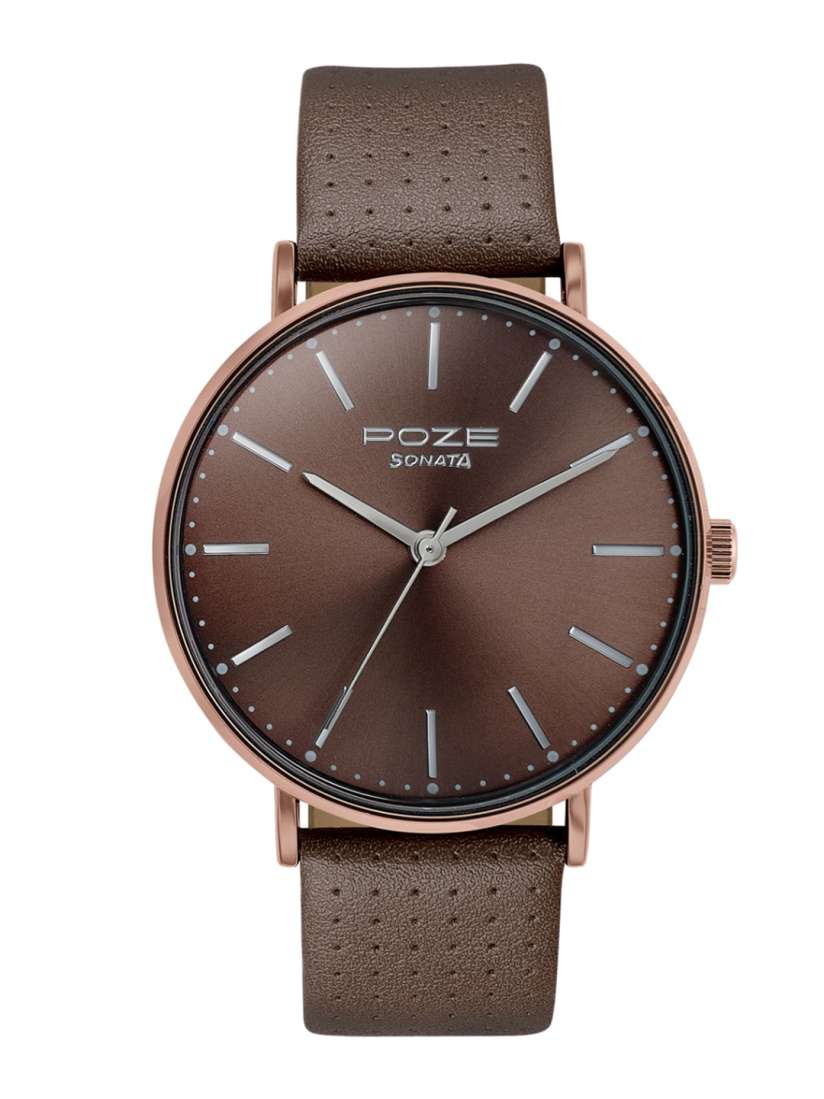 Buy Sonata Poze Men Textured Dial Leather Straps Analogue Watch SP70025QL01W Watches for Men 28207496 Myntra