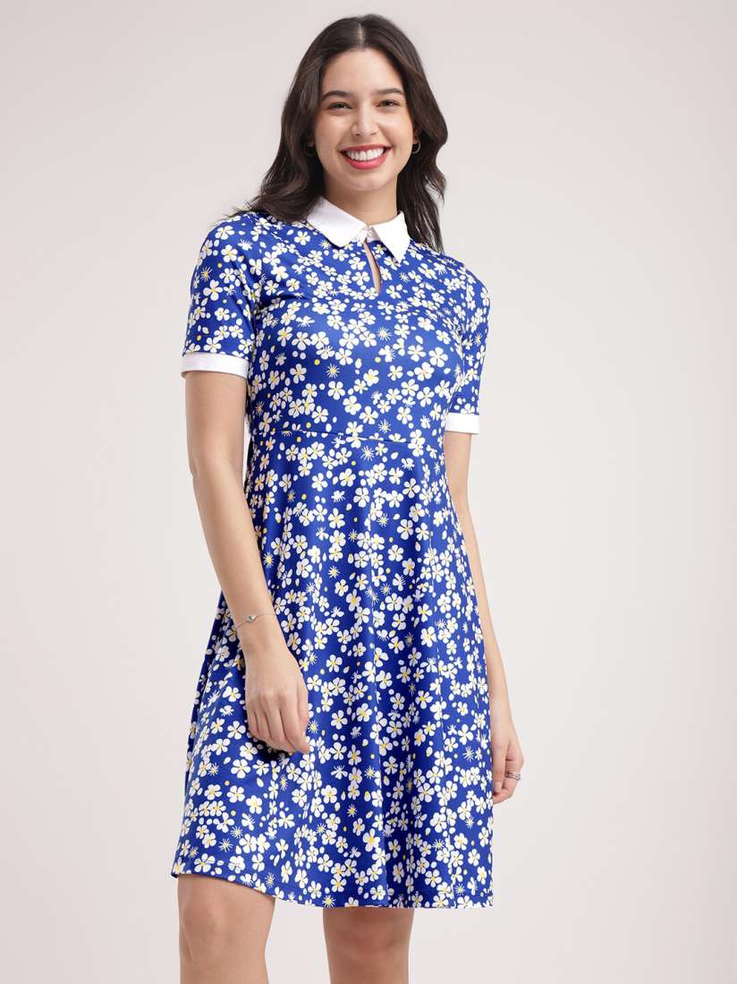 Buy FableStreet Floral Print Shirt Collar Short Sleeves Opaque Shirt Casual Dress Dresses for Women 28208554 Myntra