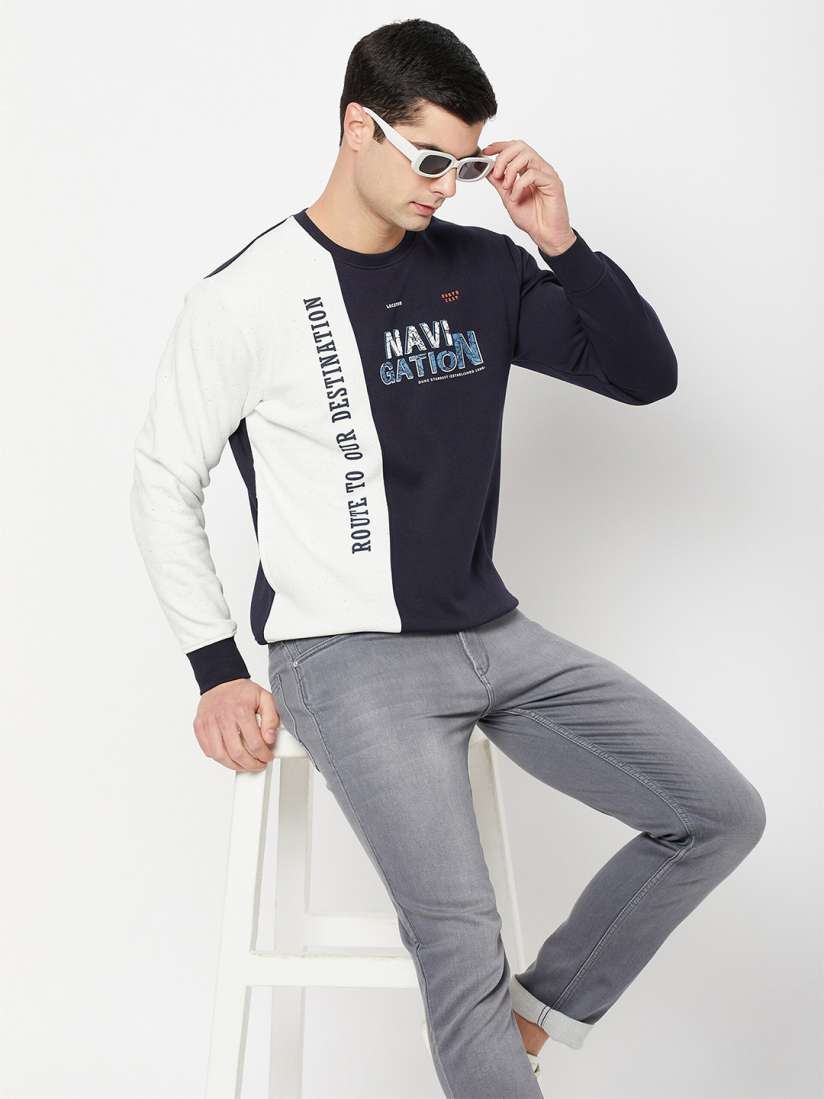 Buy Duke Round Neck Long Sleeves Colourblocked Pullover Sweatshirt Sweatshirts for Men 28212632 Myntra