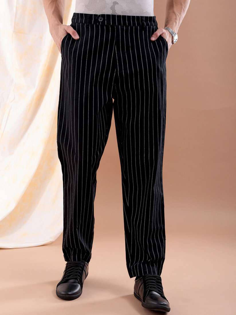 Striped tapered trousers sale