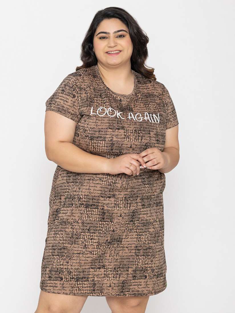 Buy TITTLI Plus Size Abstract Printed Organic Cotton T Shirt Dress Dresses for Women 28221778 Myntra
