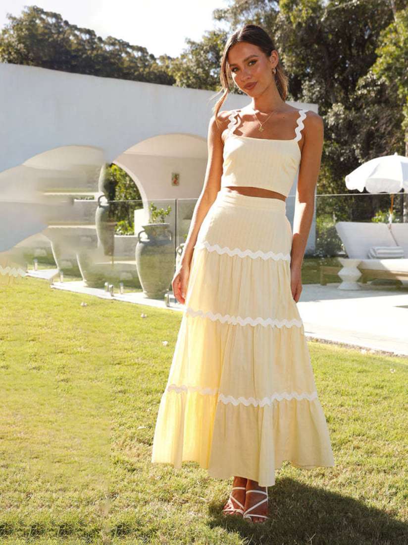 Yellow embroidered skirt cheap