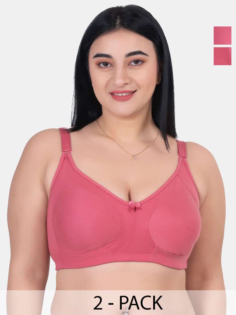 Buy KOMLI Plus Size Pack Of 2 Full Coverage Non Padded Cotton Workout Bra With All Day Comfort Bra for Women 28232160 Myntra