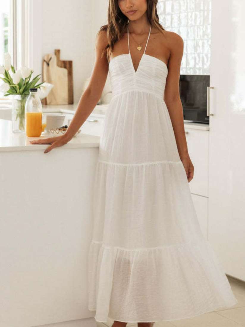 Buy StyleCast White Women Shoulder Straps Tiered Chiffon Maxi Dress Dresses for Women 28232934 Myntra