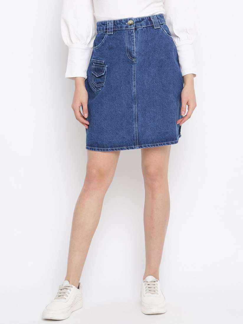 Buy Mayra Pencil Above Knee Length Denim Skirt Skirts for Women 28239366 Myntra