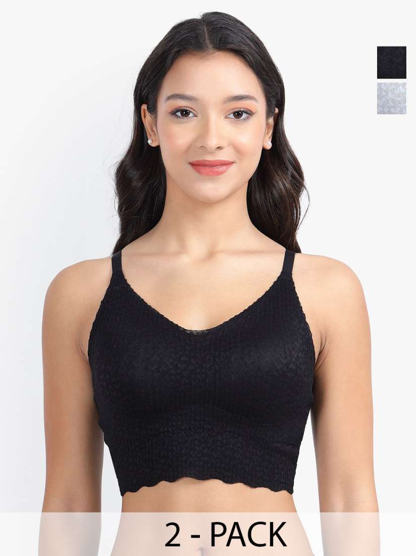 Buy PARKHA Pack of 2 Seamless Removable Padding Bralette Bras 360 Degree Support Bra for Women 28247318 Myntra