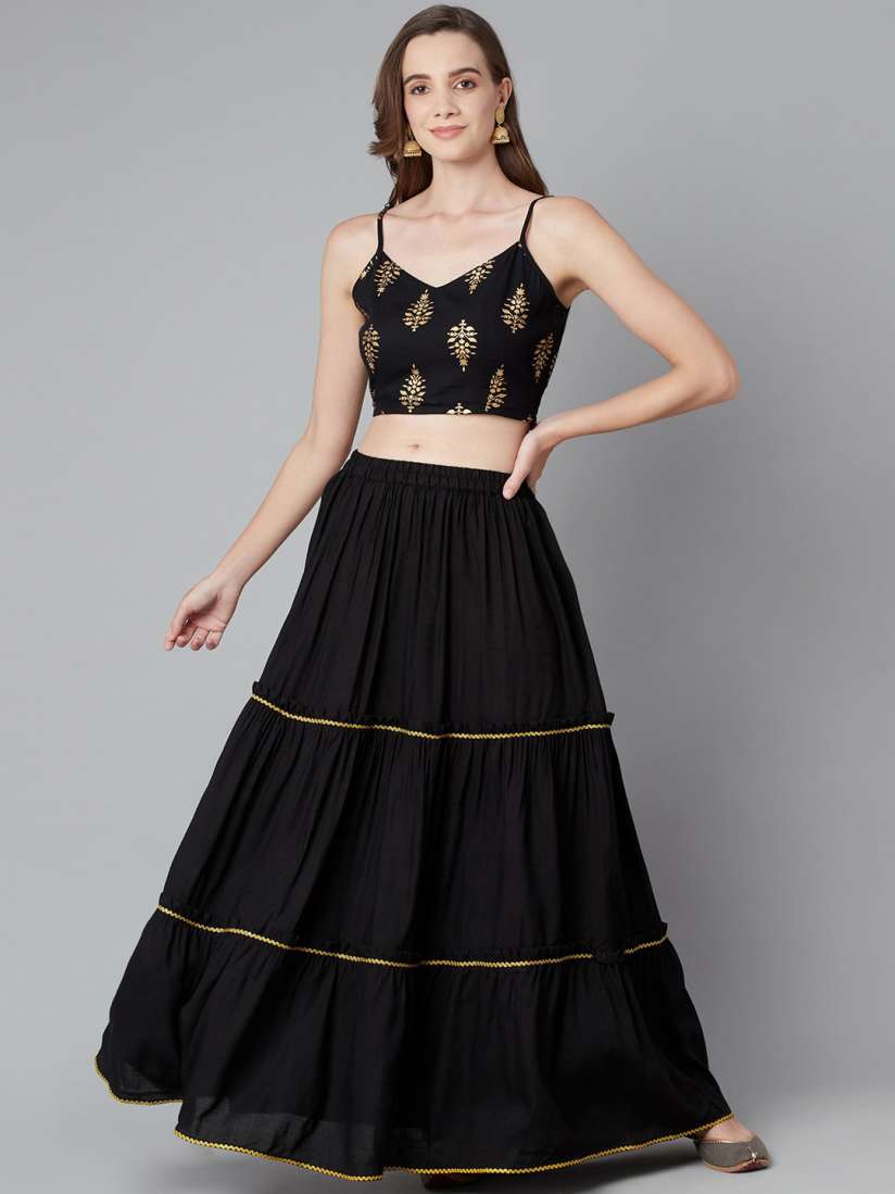 Buy Purple State Printed Pure Cotton Ethnic Crop Top With Skirt Co Ords for Women 28247686 Myntra