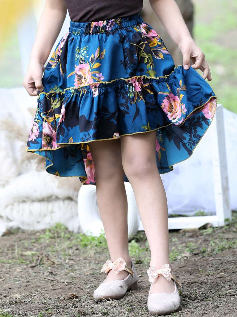 Buy Cutiekins Girls Floral Printed High Low Flared Above Knee Length Skirt Skirts for Girls 28262602 Myntra
