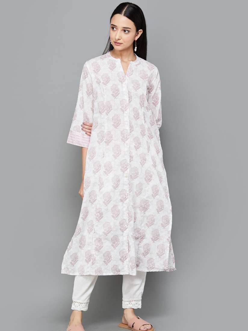 Melange floral print straight kurta online