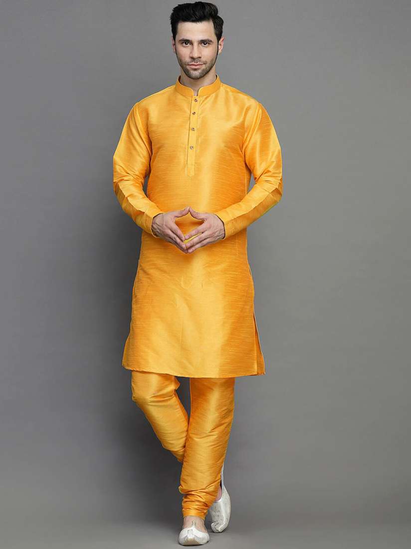 Buy Utsav Fashion Mandarin Collar Long Sleeves Straight Kurta with Churidar Kurta Sets for Men 28270526 Myntra