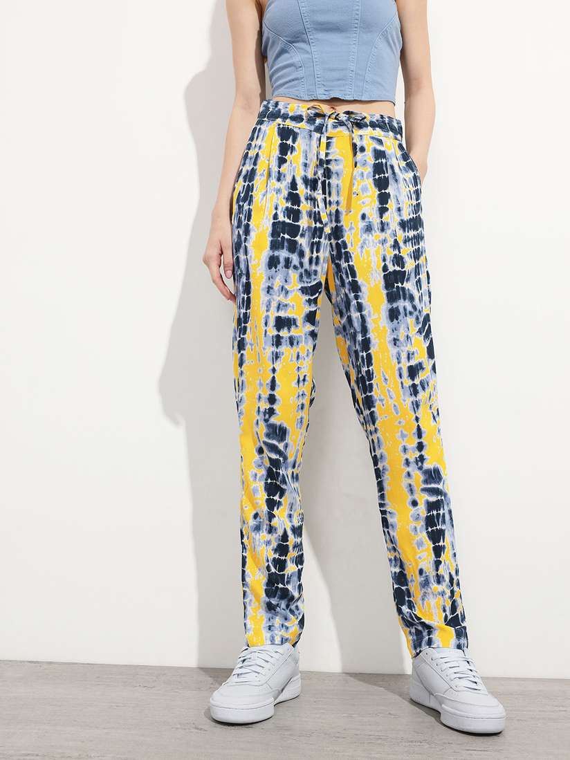 Buy DressBerry Women Shibori Spectrum Pleat-Front Summer Trousers - Trousers  for Women 28271336 | Myntra