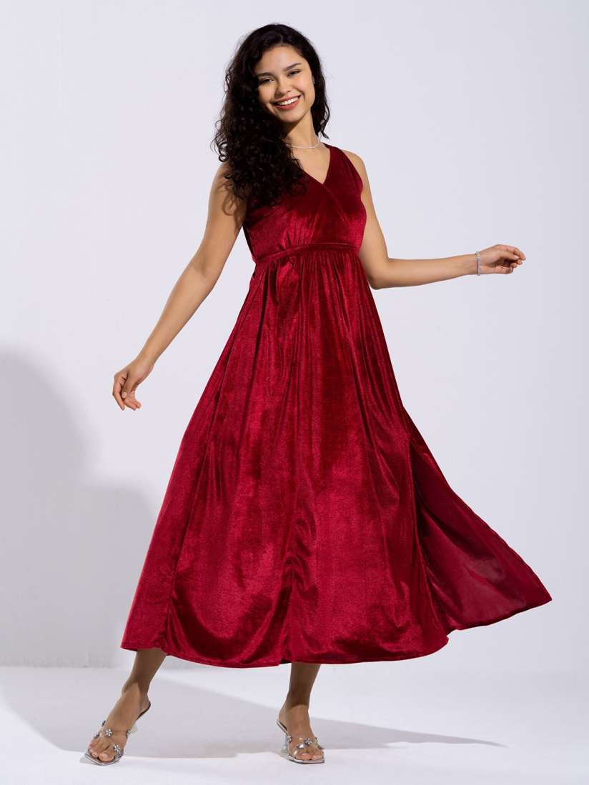 Velvet dress myntra on sale