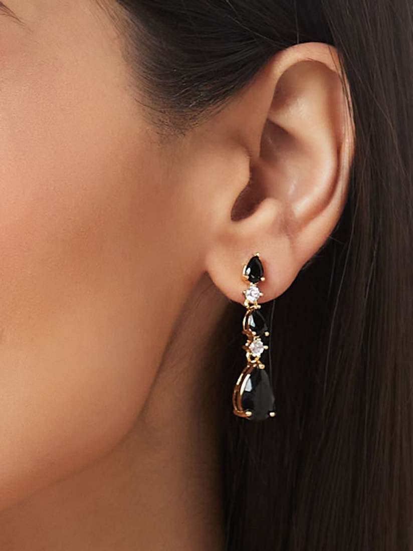 Buy Globus Black Gold Plated Artificial Stones Studded Drop Earrings Earrings for Women 28281850 Myntra