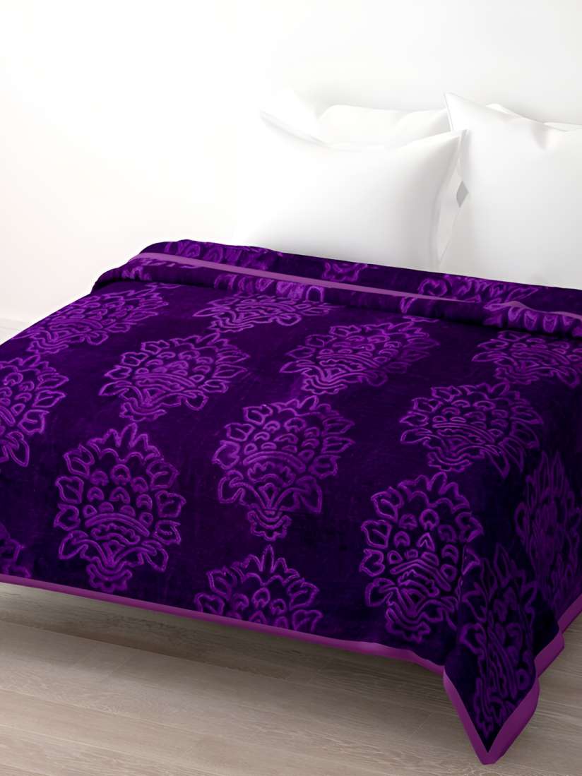 Buy Comfowell Purple Floral Heavy Winter 400 GSM Double Bed Blanket Blankets Quilts and Dohars for Unisex 28284752 Myntra