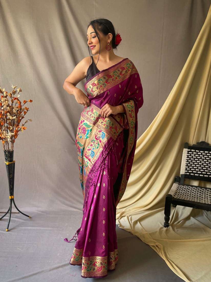 Buy SGF11 Woven Design Pure Zari Heavy Work Paithani Kanjeevaram Silk Saree Sarees for Women 28288062 Myntra