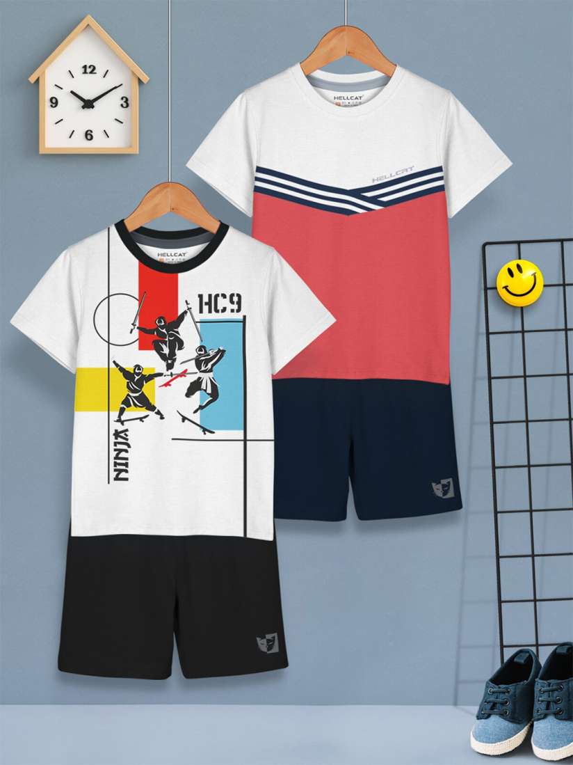 Buy HELLCAT Boys Pack Of 2 Printed T shirt with Shorts Clothing Set for Boys 28315220 Myntra