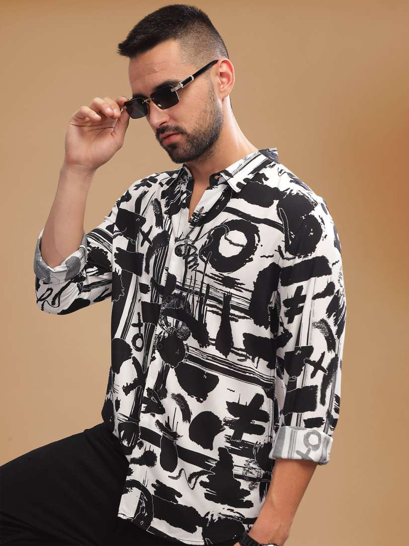 Buy HERE NOW Abstract Printed Slim Fit Opaque Casual Shirt Shirts for Men 28323994 Myntra