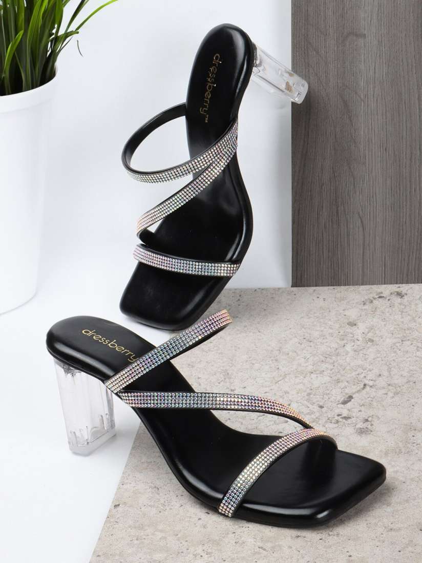 Buy DressBerry Black Embellished Block Heels Heels for Women 28324276 Myntra