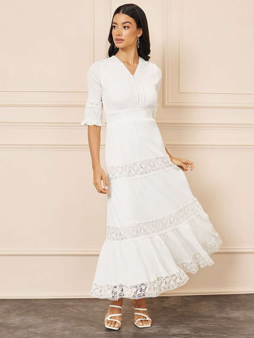 White maxi dress myntra online