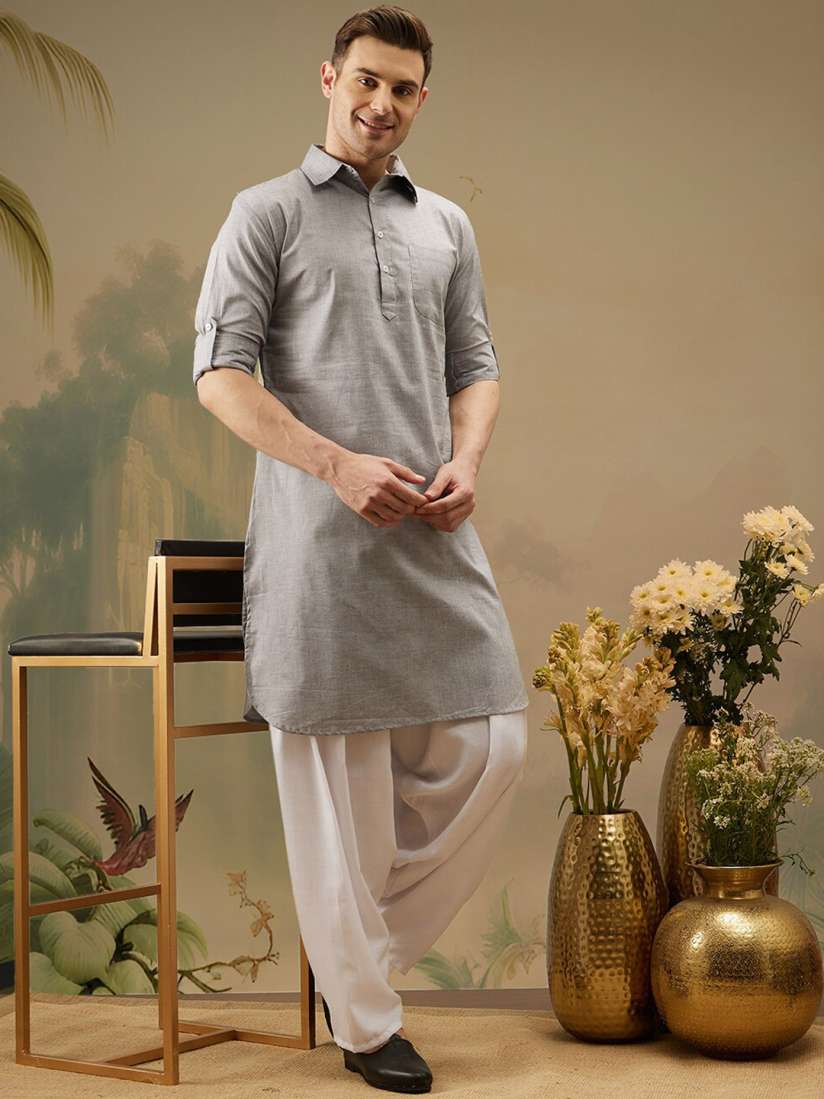 Buy Molly Michel Shirt Collar Long Sleeves Straight Kurta with Salwar Kurta Sets for Men 28330728 Myntra