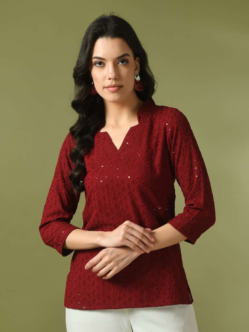 Buy Sangria Embellished Cotton V Neck Tunic Tunics for Women 28333306 Myntra