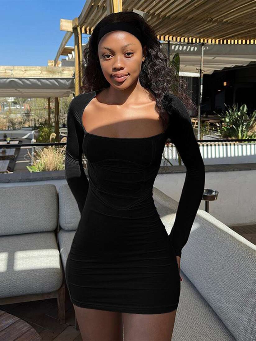 Square neck bodycon mini dress top