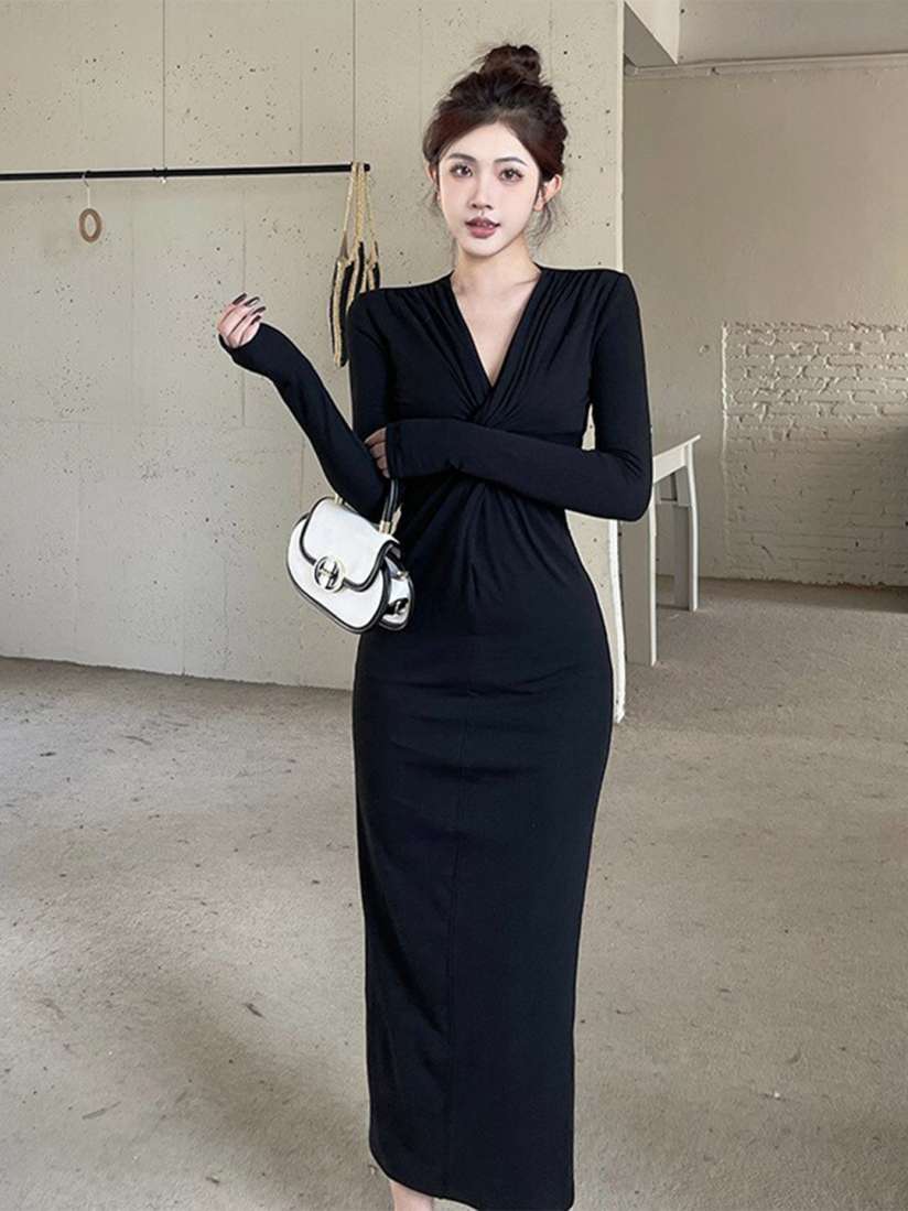 Buy StyleCast x Revolte V Neck Long Sleeves Sheath Maxi Dress Dresses for Women 28333608 Myntra