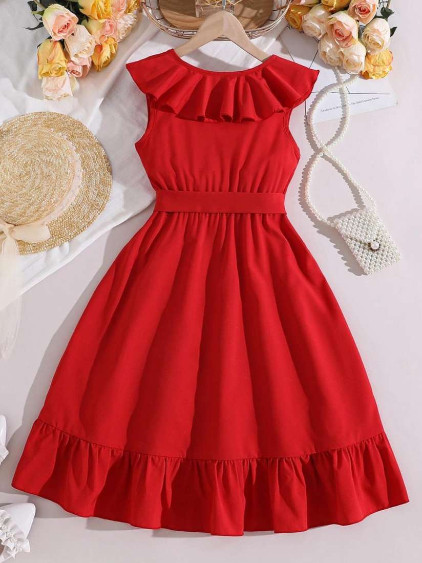 Sleeveless ruffle wrap dress 2025