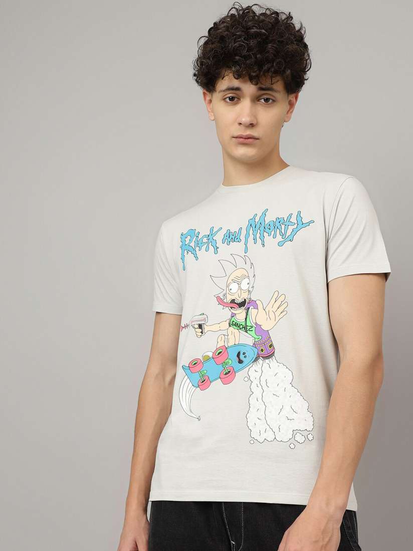 Buy Free Authority Rick Morty Printed Regular Fit Pure Cotton T shirt Tshirts for Men 28366482 Myntra