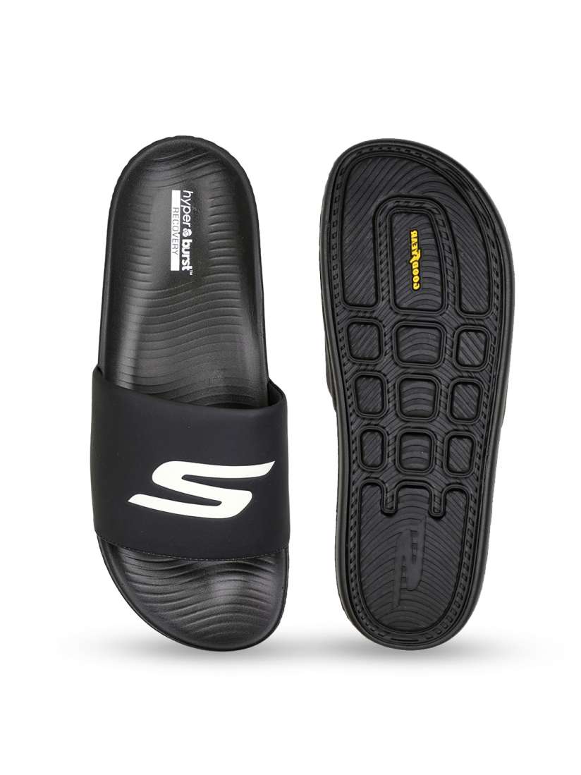 Skechers slides black cheap