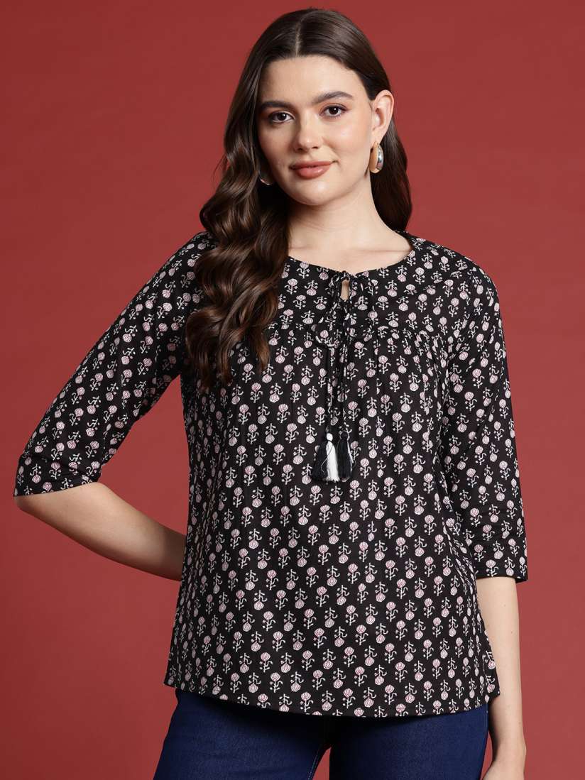 Buy all about you Ethnic Motifs Print Pure Cotton Pleated Kurti Kurtis for Women 28373926 Myntra
