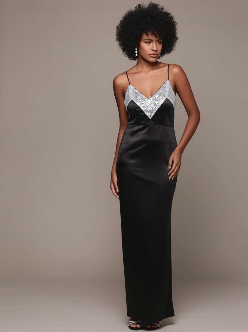Buy bebe Party Sequinned Satin Maxi Dress Dresses for Women 28374150 Myntra