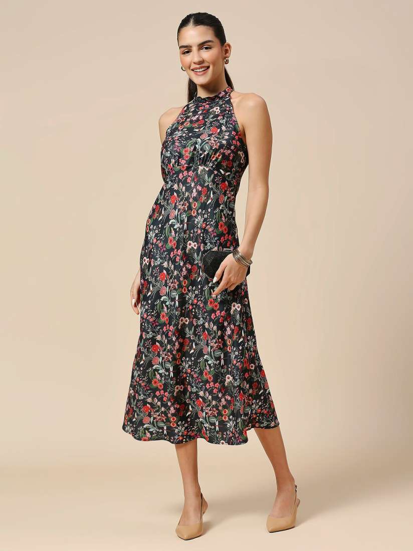 Buy Chemistry Floral Printed High Neck A Line Midi Dress Dresses for Women 28383874 Myntra