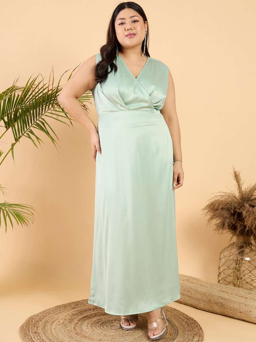 Plus size satin maxi dress top