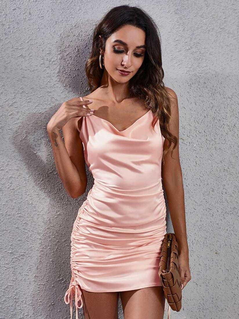 Bodycon straight neck dress cheap