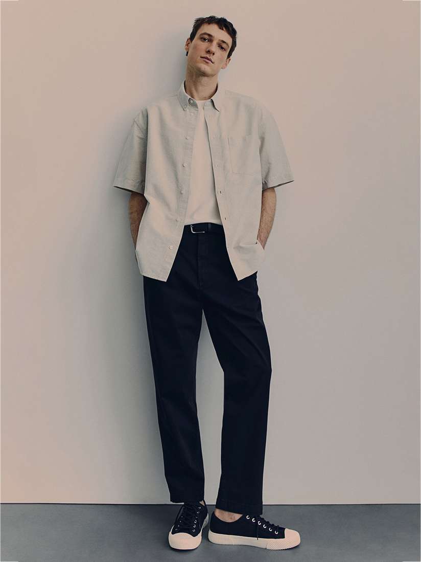 Buy H&M Cotton Loose Fit Short-Sleeved Oxford Shirt - Shirts for 